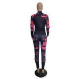 Two Piece Clothes Printing Dyeing Sports Women Sweatsuit Set Tracksuit