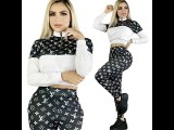 Casual Printed Letter High Neck Zipper Pant Set For Women Clothing