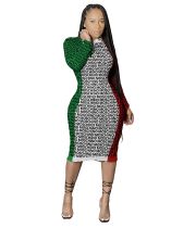 Casual Colorful Pit Printed Letter Midi Dress
