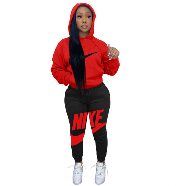 Fashion Nova Offset Printing Letter Two Piece Jogger Set with Hoodie