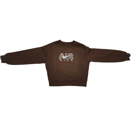Solid Color Fall Positioning Embroidery Sweatshirt