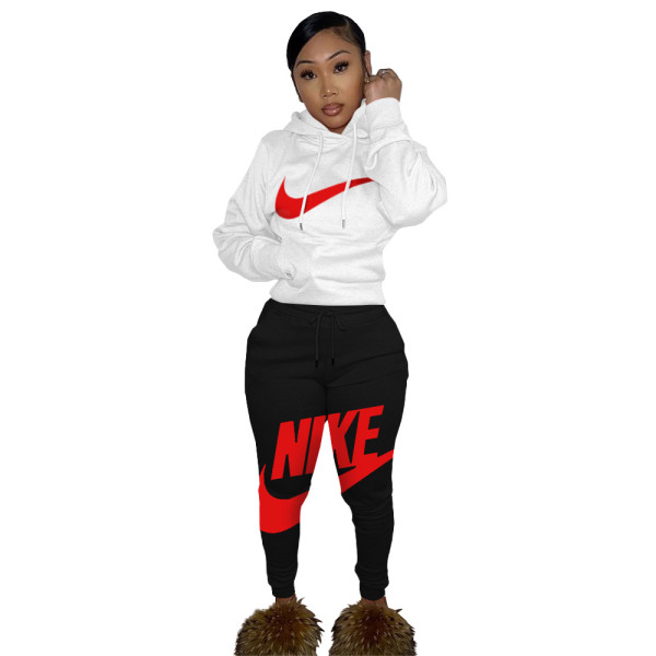 Fashion Nova Offset Printing Letter Two Piece Jogger Set with Hoodie