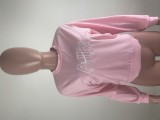 Solid Color Pink Fall Positioning Embroidery Sweatshirt