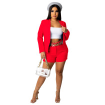 Solid Color Red Office OL Suit Set