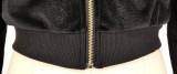 Winter Black Korean Velvet Zipper Jacket Top and Wide Leg Pants Sweatpants Matching Sets Velour Tracksuit for Women