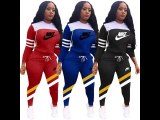 Winter Black Sports Letter Printing Hooded Two Piece Casual Set