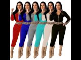 Casual Women's Zip Print Blouse and Trousers