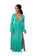 Pure Color Lake Blue Hollow Backless V Neck Irregular Maxi Dress