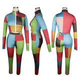 Casual Pattern Printed Sports Sweatpants Two Piece Pants Set