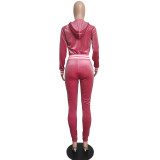 Solid Color Pink Thick Velvet Winter Clothes For Women