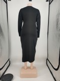 Black Fake Two Pieces Autumn Winter Dress Plus Size Clothing
