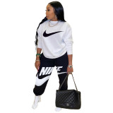 Casual White Famous Brands Women Offset Printing Sportswear Ladies 2 Piece Set