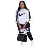 Casual White Famous Brands Women Offset Printing Sportswear Ladies 2 Piece Set