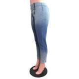 Denim Pencil Pants Sexy Women High Waist Elegant Double Zippers Jeans Casual Trousers