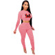 Hot Selling Trend New Pink Squid Game Mask Man Printed Crop Top Sports Two Piece Ruched Set