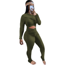 Solid Color Sexy Army Green Cut-out Stacked One Piece Jumpsuits