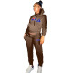 Casual Coffee Skinny Printed Hoodie Sweatsuits Matching Sets 2 Two Piece Set Tracksuit