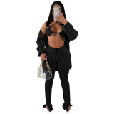 Women 3 Piece Sets Sexy Lingerie Lounge Wear Set Black Pyjamas Female Nightwear Cardigan Sleepwear