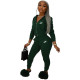Dark Green Designer Clothes Famous Brands Women Fashion Sports Embroidery Zipper Hoodie Two Piece Matching Set