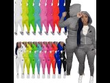 Casual White Drawstring Twill Women Sets Sports Embroidery Letter Hoodie Tracksuit Set