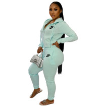 Aqua Designer Clothes Famous Brands Women Fashion Sports Embroidery Zipper Hoodie Two Piece Matching Set