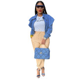 Casual Solid Color Butterfly Sleeve Lapel Denim Jacket