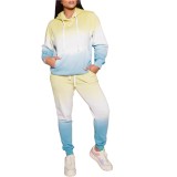 Winter Positioning Printed Gradient Casual Sweatpant Set For Women Hoodie