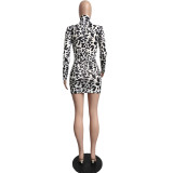 Casual Leopard Positioning Print Party Mini Dress