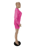Solid Color Rose Imitation Cotton V Neck Pit knit Mini Dress with Vest