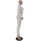Winter Clothing Casual White Tassels Sweater Crop Top and Pants 2PC Knit Tracksuit Set