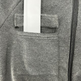 Solid Color Dark Grey Thread Stitching High Waist Baseball Collar Zipper Two Piece Set