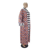 Casual Cardigan Long Dress Printed Full Sleeve Long Cloak Coat
