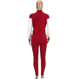 2022 New Luxury Designer Women New Street Casual Style Sets Long Sleeve Lapel Top Elastic Long Pants Pure Color 2 Piece Set