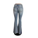 Casual Ripped Washed Women's Flared Jeans