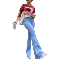 Instagram Same Style Women's Denim High-waisted Flared Jeans