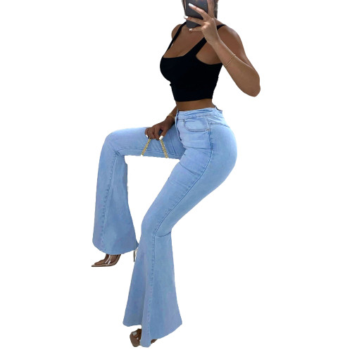 Instagram Same Style Women's Denim High-waisted Flared Jeans