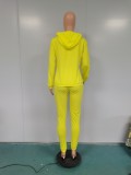 Yellow Branded Clothings Embroidery Sportswear Casual Hoodie Pant Set
