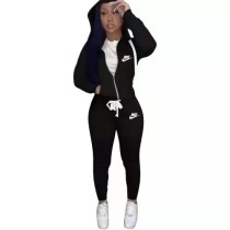 Black Branded Clothings Embroidery Sportswear Casual Hoodie Pant Set