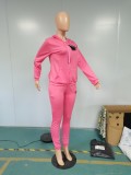 Pink Branded Clothings Embroidery Sportswear Casual Hoodie Pant Set