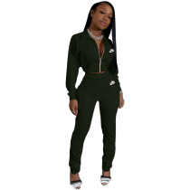 Solid Color Black Three-dimensional Pocketed Fashion Print Letter Tracksuit Pant Sets