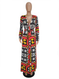 Casual African Print Kimono Jacket with Belted