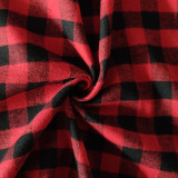 Casual Red Plaid Print Sleeveless Irregular Long Vest Coat