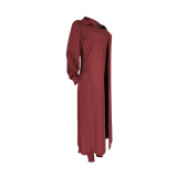 Solid Color Wine Red Two Piece Set Pit Strapless Jumpsuit with Long Outwear
