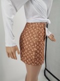 Fashion Printed Letter Sexy Mini Skirt