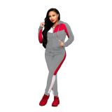Casual Stitching Hooded Sports Two-piece Set
