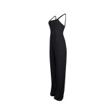 2022 Summer Solid Black Sling Sexy Jumpsuit