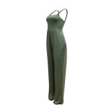 2022 Summer Solid Army Green Sling Sexy Jumpsuit