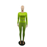Grass Green Fitness Running Outdoor Quick-drying Tight 2 Piece Sexy Yoga Set