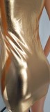 Gold PU Leather Sleeveless Vest Nightclub Sexy Dress