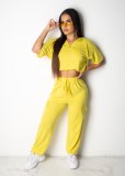 Womens 2 Pieces Outfits Zip V Neck Crop Top Hoodie Drawstring Loose Long Pants Set with Pockets